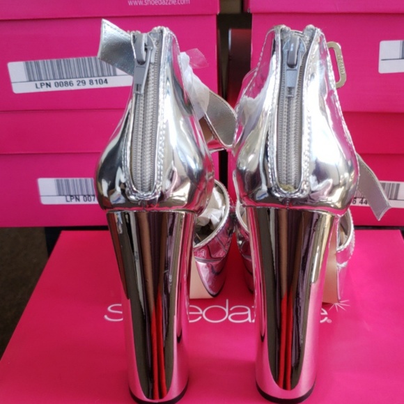 Silver Mirror High Heels Size 9 New Never Worn - Picture 6 of 8